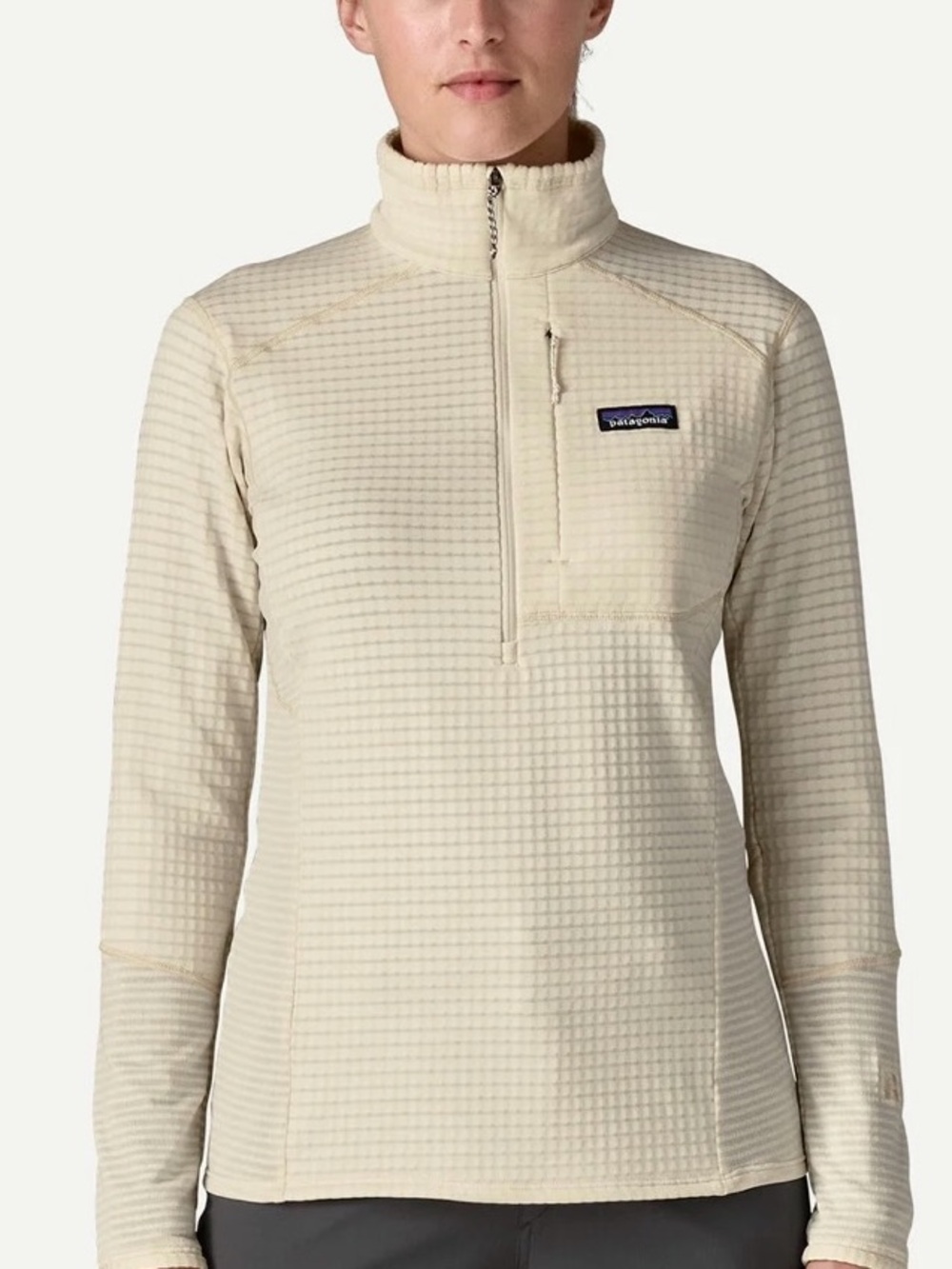 Patagonia White Quarter-Zip Waffle Fleece Pullover